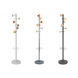 Alba Coat Stand Music 6 Pegs Wood and Silver Grey