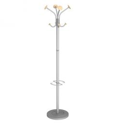 Alba Coat Stand Viena 8 Pegs Wood and Silver Grey