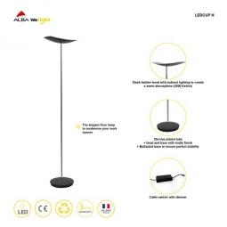 Alba Cup Led Floor Lamp Black and Silver Grey Dimmable