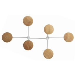 Alba Contemporary Wall Coat Hook 6 Pegs White/Light Wood - PMSIX BC