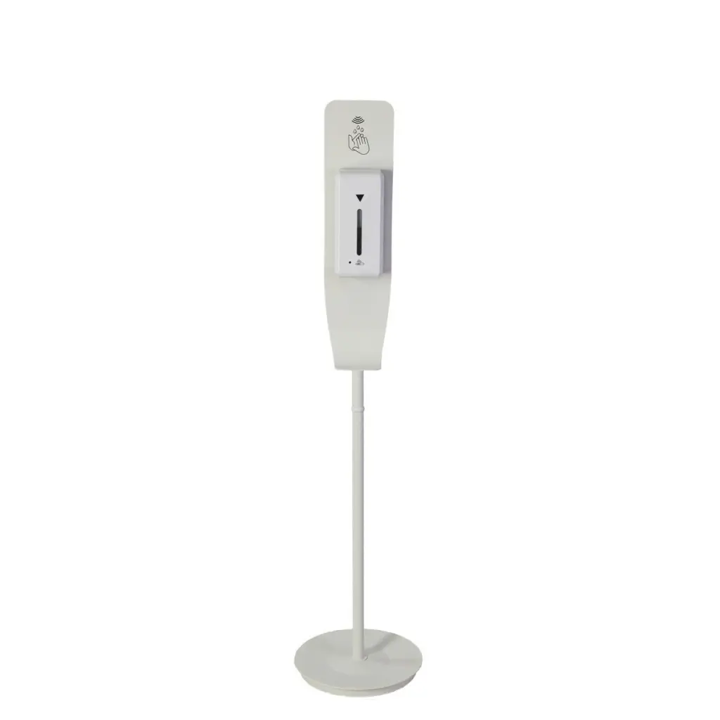 Alba Automatic Hand Sanitiser Dispenser 1 Litre Height 164cm Steel Frame White - MHGEL