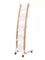 Alba Mobile Wooden Floor Stand 5 Shelves A4 Format Literature Display H1650 x W360 x D520mm Light Wood/White - DD5PMW BC
