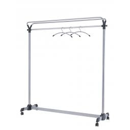 Alba Mobile Garment Rack Silver Grey and Black Plus 3 Hangers