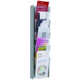 Alba Wall Literature Holder DL 5 Compartment Silver Grey