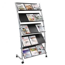 Alba Mobile Display 5 Shelves 15 Views A4 Black and Silver Grey
