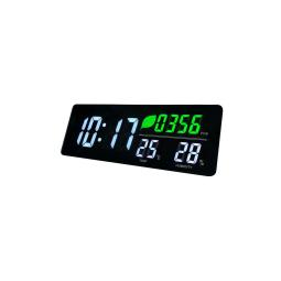 Alba LED Wall Clock With CO2 Level Temperature and Humidity Sensor Black - HORDGTL CO2 UK
