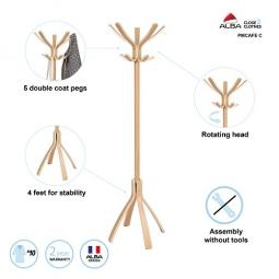 Alba Coat Stand Cafe 10 Pegs Light Wood