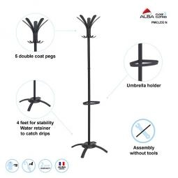 Alba Coat Stand Cleo 10 Pegs Black