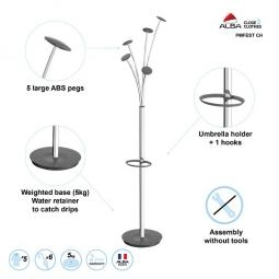 Alba Coat Stand Festival 5 Pegs Chrome