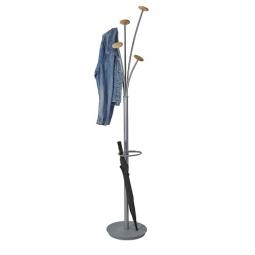 Alba Coat Stand Festival 5 Pegs Silver Grey and Light Wood
