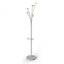 Alba Coat Stand Festival 5 Pegs Silver Grey and Light Wood