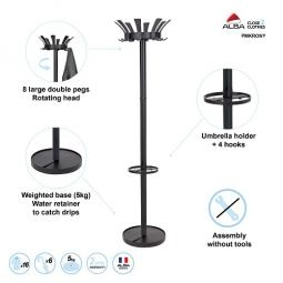 Alba Coat Stand Krony 16 Pegs Black