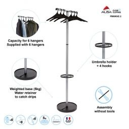 Alba Coat Stand Wavy Plus 6 Hangers Black and Silver Grey