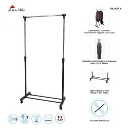 Alba Jack Telescopic Mobile Garment Rack Chrome and Black