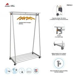 Alba Oslo Mobile Garment Rack and 6 Hangers 